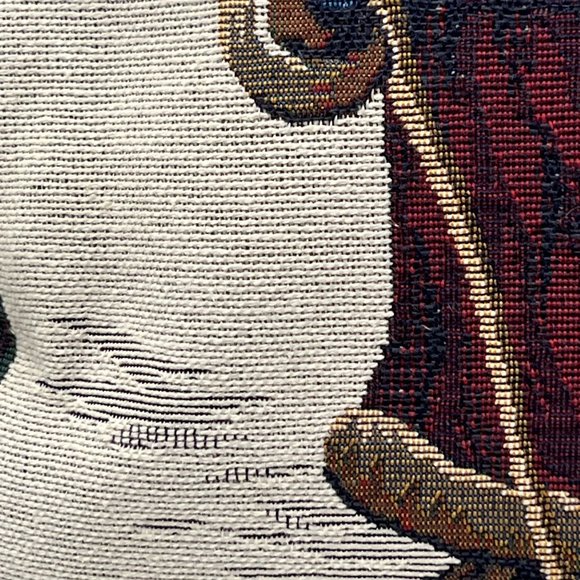 Vintage Tapestry Christmas Old World Santa Reindeer Toss Throw Pillow 16x16" - Picture 5 of 12